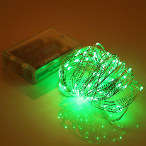 10m 6W 100 LED SMD 0603 IP65 Waterproof 3 x AA Batteries Box Silver Wire String Light Lampe Fairy Lampe Décorative, DC 5V (Light Vert) S117GL0-00