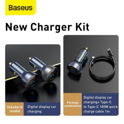 Baseus Car Charger Set Particular Digital Display PPS QC U+C (60W C+C cable 1m) 45W Black TZCCKX-0G DA1527663-016
