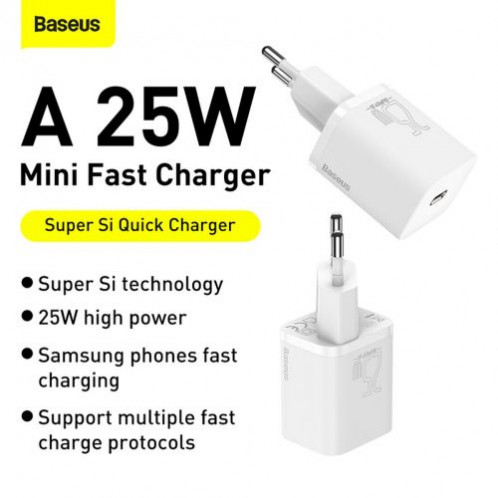 Baseus Travel Charger Super Si 1C Quick Charger 25W EU White (CCSP020102) DA690677-016