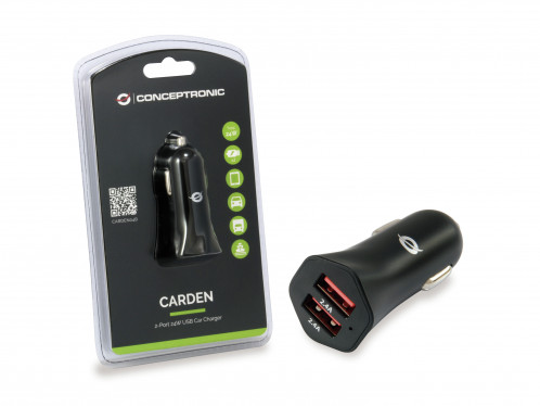 Conceptronic CARDEN04B Chargeur voiture USB 24W 2-port 883528-06