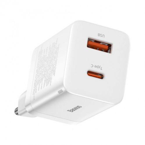 Baseus Travel Charger Super Si Pro mini Fast Charger, C+U, PD 3.0, QC 3.0 30W EU White (CCSUPP-E02) DA102058-013