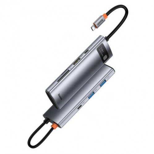 Baseus HUB Metal Gleam series 7-in-1 Multifunctional (Type-C to 2x USB 3.0, PD 100W / HDMI 4K 30Hz / RJ45 1Gbps, Type-C basic) Gray (WKWG020113) DA2678519-024