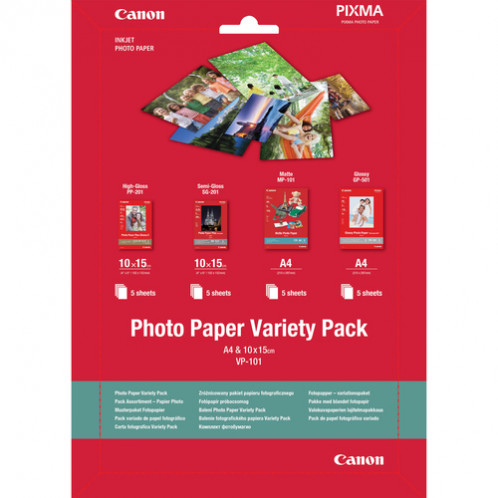 Canon VP-101 Papier Photo/Pack Assortiment A4, 10x15cm, 4x5 f. 686168-02