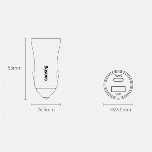 Baseus Car Charger Golden Contactor Pro Fast Type C / USB 40W, PD 3.0, QC 4.0+ SCP, FCP, AFC, Blue (CCJD-03) DA628754-015