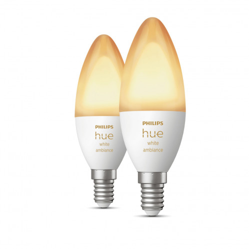 Philips Hue 2 lampes LED E14 5,2W 470lm White Ambiance 773173-03