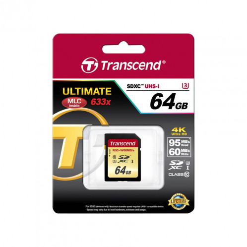 Transcend SDXC 64GB Class 10 UHS-I U3 Ultimate 815843-02
