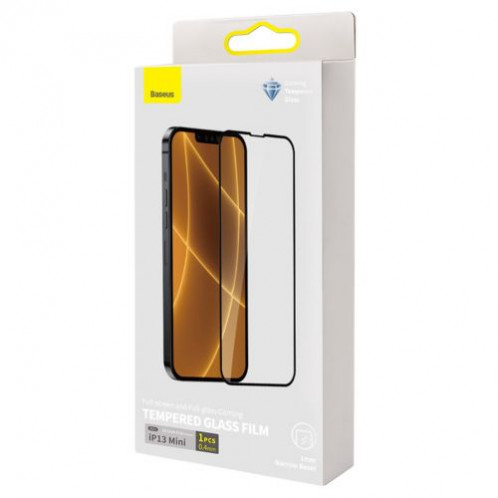 Baseus iPhone 13 mini 0.4 mm CW-HY Full-screen, Full-glass, Corning Tempered Glass (2pcs/pack+Pasting Artifact) Black (SGQP040001) DA630508-014