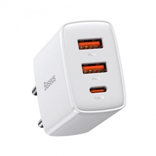 Baseus Travel Charger Compact Quick Charger U+U+C PD3.0, QC 3.0 30W EU White (CCXJ-E02) DA91562-015