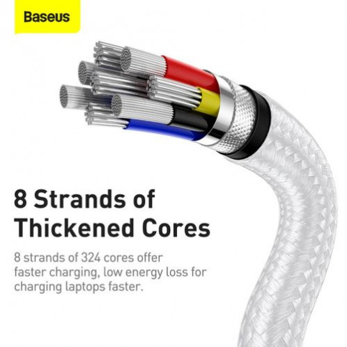 Baseus Type-C Type-C cable Cafule Series Metal Fast charge/data 100W (20V/5A) 1m White (CATJK-C02) DA373866-015
