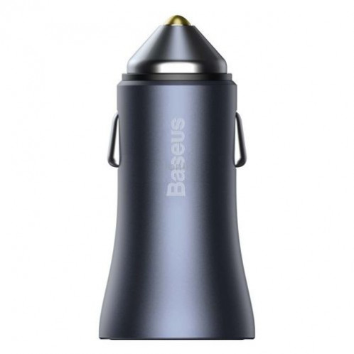Baseus Car Charger Golden Contactor Pro with (USB/Type-C cable 5A), 2xUSB Quick Charge, SCP, FCP, AFC 40W Gray (TZCCJD-A0G) DA69243-04