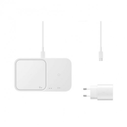 Samsung Wireless Charger Duo Pad 2-in-1, 15W EP-P5400 with Travel charger (25W) + USB cable, White (EP-P5400TWEGEU) DA3090917-04