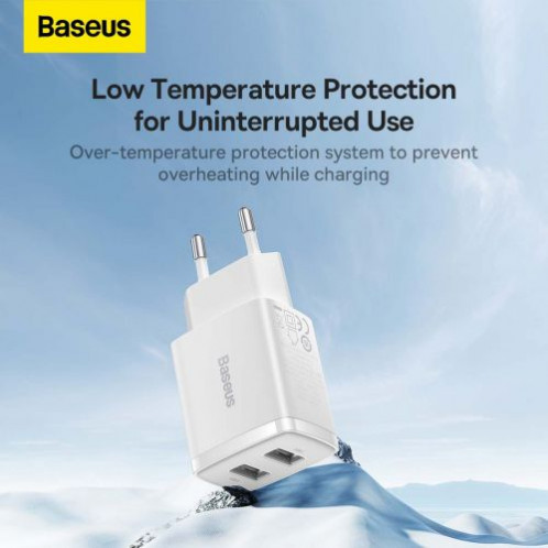 Baseus Travel Charger Compact wall Charger U+U, 10.5W EU White (CCXJ010202) DA390387-017