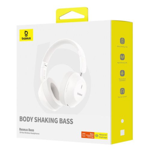 Baseus Earphone Bluetooth Bass 30 Max Wireless Headphones, BT 5.3, White EU (A00070700211-00) DA1765252-02