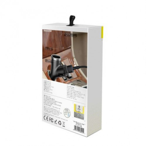 Baseus Car Charger Y-type dual USB + cigarette lighter extended, 3.4A, Black (CCALL-YX01) DA508800-010