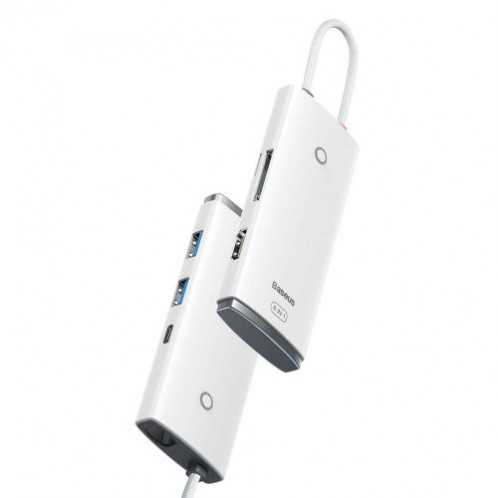 Baseus HUB Lite Series 5-in-1 Multifunctional (Type-C to 2x USB 3.0 / Type-C / HDMI 1.4 / SD/TF) White (WKQX050102) DA1754249-017