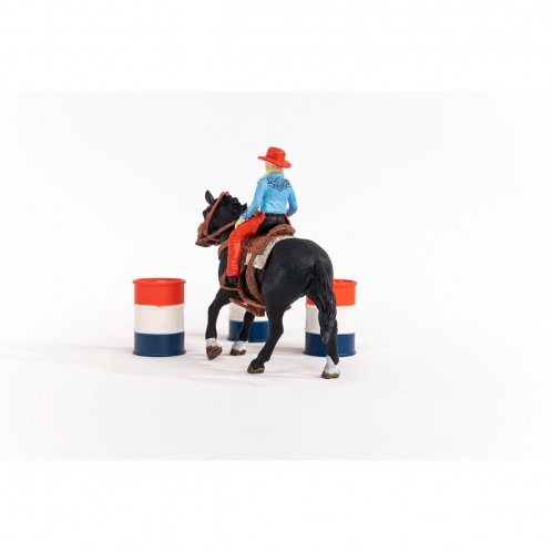 Schleich Vie à la ferme 42576 Cowgirl et Tonneaux de racing 715262-013