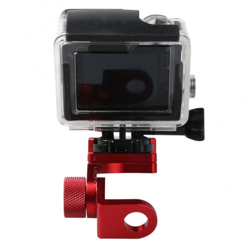 Miroir de rétroviseur de moto Support de support fixe en alliage d'aluminium CNC pour GoPro HERO4 / 3 + / 3, Xiaomi Xiaoyi, caméra SJCAM (rouge) SM006R3-07