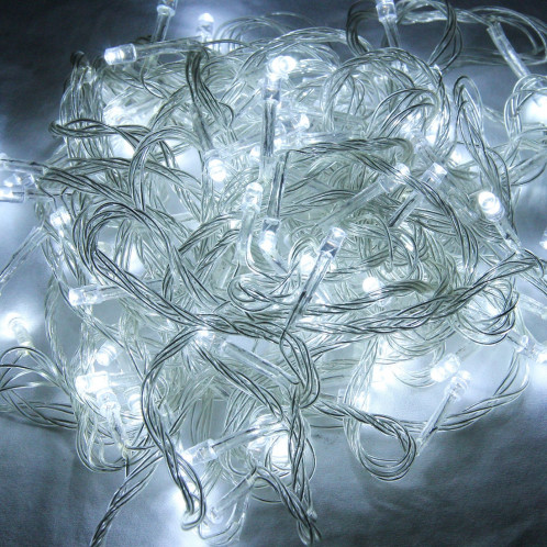 Lumière de décoration à cordes IP44 étanche à la lumière blanche de 10 mètres à 100 LED avec contrôleur de fonctions 8 pour fête de noël, prise 220V, UK SL93665-06