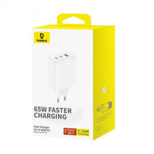 Baseus Travel Charger Cube Pro GaN Quick Charger C+C+U, 65W, White EU (P10152301213-00) DA2270994-04