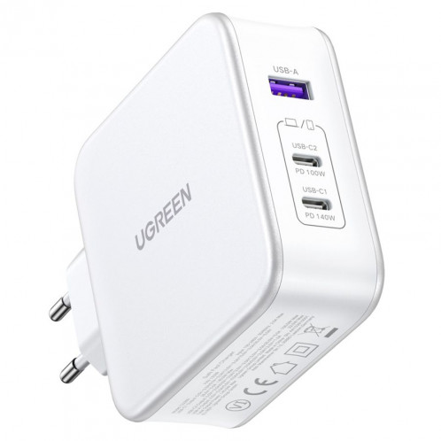 UGREEN Nexode USB-A+2*USB-C 140W GaN Fast Charger+USB-C Cable wht 784443-06