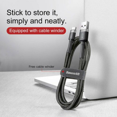 Baseus Type-C Cafule cable 2A, 3m Gray/Black (CATKLF-UG1) DA338609-016