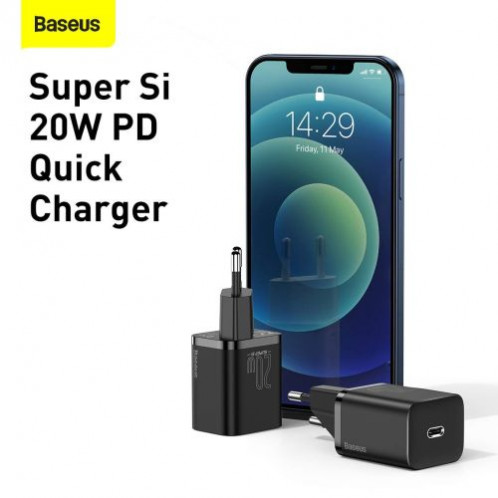 Baseus Travel Charger set Super Si 1C PD Fast charger 20W EU Black (CCSUP-B01) DA685758-012