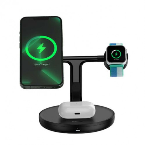Baseus Wireless Charger Swan stand 3-in-1 Magnetic charger with TypeC cable 15W, 1m Black (WXTE000101) DA2906829-011