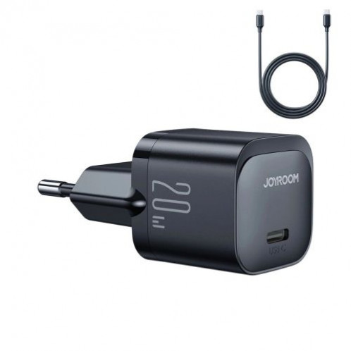 Joyroom Travel Charger Type-C, PD 20W with Type-C to Type-C Cable, 1m, Black (JR-TCF02) DO554713-01