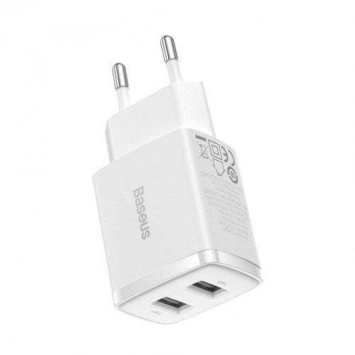 Baseus Travel Charger Compact wall Charger U+U, 10.5W EU White (CCXJ010202) DA390387-017