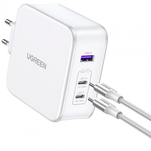 UGREEN Nexode USB-A+2*USB-C 140W GaN Fast Charger+USB-C Cable wht 784443-06