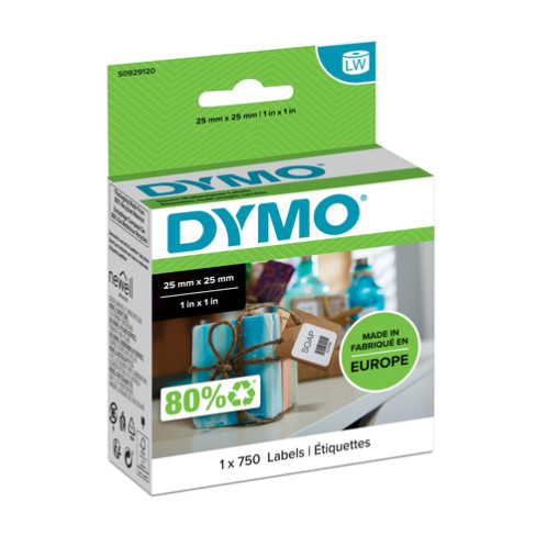 Dymo Etiquettes multi-usage carrées 25 x 25 mm, 750x 481467-016