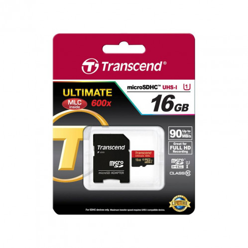 Transcend microSDHC MLC 16GB Class 10 UHS-I 600x + adapt. SD 680806-03