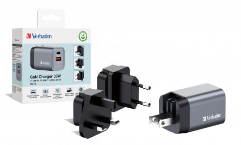 Verbatim GNC-35 GaN Chargeur 34W 1xUSB-C PD, 1xUSB-A QC 3.0 32200 871782-010
