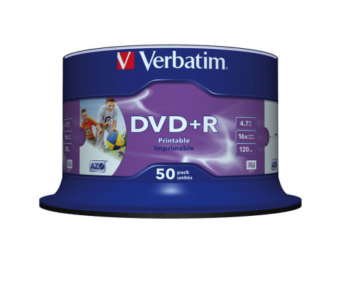 1x50 Verbatim DVD+R 4,7GB 16x Speed, wide imprima. NON-ID 728488-00