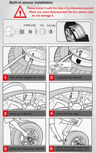 VC601 TPMS 4 Capteurs intégrés Surveillance de la pression des pneus Système d'alarme Système de diagnostic avec Bluetooth 4.0 Travailler sur Android / iOS / iPad SV2566-08