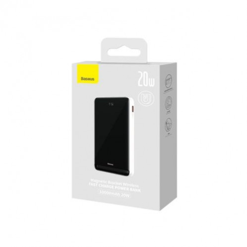 Baseus Power Bank Magnetic Wireless charging (With Xiaobai Type-C to Type-C 60W(20V/3A) 0.5m) MagSafe 15W / PD 20W, 10000 mAh, White (PPCX000202) DA3037302-019