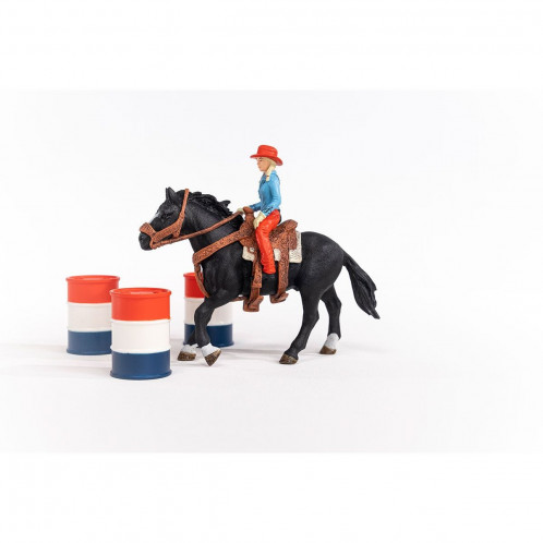 Schleich Vie à la ferme 42576 Cowgirl et Tonneaux de racing 715262-013