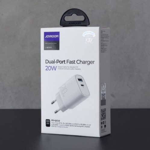 Joyroom Travel Charger C+U, QC 3.0, PD 20W, White EU (L-QP2011) DO485358-02