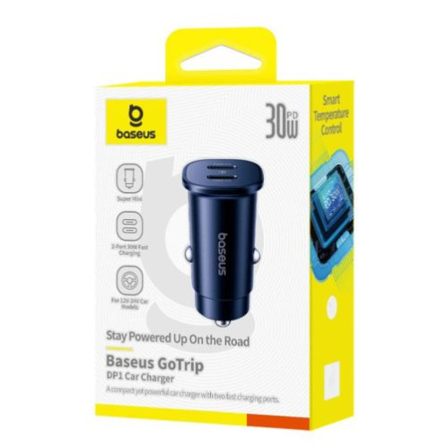 Baseus Car Charger GoTrip C+C, QC 3.0, 30W Black (C00072300123-01) DA394540-02