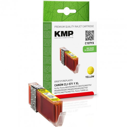 KMP C107YX jaune, compatible avec Canon CLI-571 XL Y 238975-03