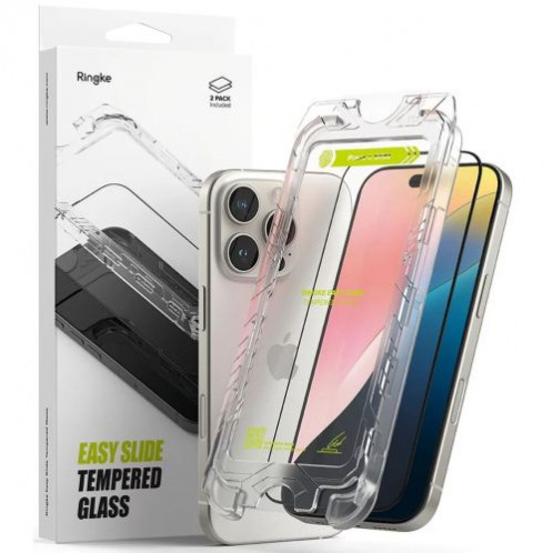 Ringke iPhone 16 Pro Max Screen Protector Premium Easy Slide Tempered Glass 9H with installation jig (2pcs) Transparent DI546890-01