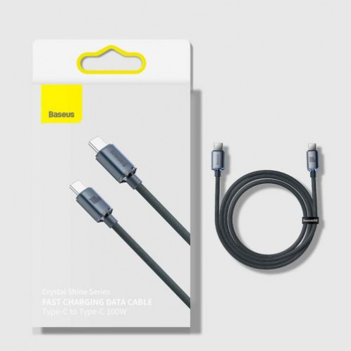 Baseus Type-C Type-C Crystal Shine series fast charging data cable 100W 1.2m Black (CAJY000601) DA329618-017