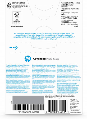 HP Papier photo brillant 10x15 cm, 25 f., 250 g Q8691A 137270-04