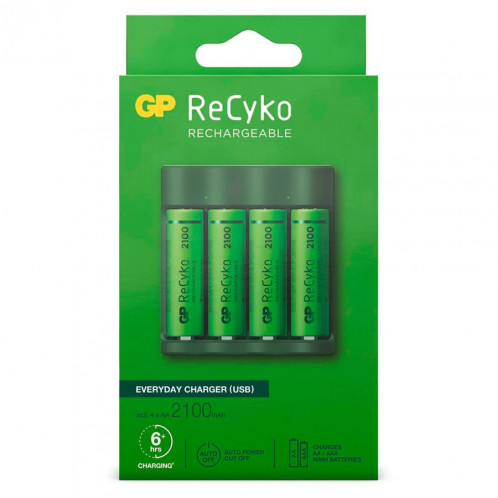 GP ReCyko B421/210 4-Port USB chargeur + 4x AA NiMh 2100mAh 574443-06
