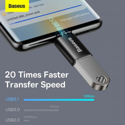 Baseus Converter Ingenuity Series Mini OTG Adaptor USB-A 3.1 Female to Type-C Male Black (ZJJQ000001) DA205949-015