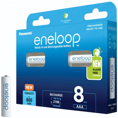 1x8 Panasonic Eneloop Micro AAA 800mAh Ni-MH BK-4MCDE/8BE 762589-04