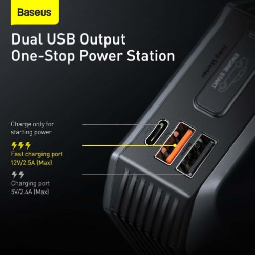 Baseus Car Tool Power Starter / Power Bank Super Energy Max Car Jump Starter (Peak current 2000A / 20000 mAh) Black (CGNL020001) DA7094969-018
