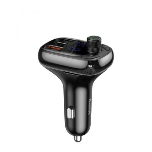 Baseus Car Charger Bluetooth FM Transmitter S-13, BT. 5.0, 10m Range, USB-A QC 12V/ 2.4A, USB-A 5V/ 1.5A, Type-C 12V/ 2.4A, Black (CCMT000101) DA1116426-04