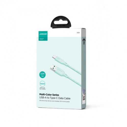 Joyroom USB Type-C Multi-Color Series Fast Charging and Data Cable, 100W, 1m, Green (S-A34) DO155432-03