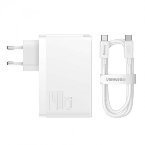Baseus Travel Charger GaN5 Pro Fast wall charger, C+C+U, 140W White EU (CCGP100202) DA4830527-014